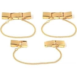 3 Ladies Watch Band Clasps Gold +Safety Chains Buckle