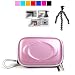 Fujifilm Slim Camera Case for Fujifilm FinePix A170 A220 A700 A820 + Screen Protector + Tripod for Fujifilm Slim Cameras (Purple)