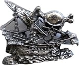 Mens Pirate Ship Skull Metal Belt Buckle