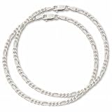 Bridge Jewelry Set of 2 Sterling Silver Figaro Link Bracelets