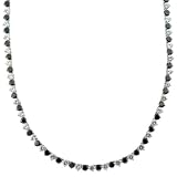 Sterling Silver Black and White Cubic Zirconia Necklace by Charles Winston, 17"