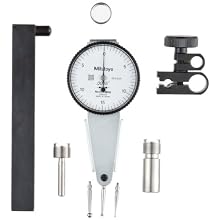 Mitutoyo 513-282GT Dial Test Indicator, Full Set, Parallel Type, 0.375" Stem Dia., White Dial, 0-15-0 Reading, 1.575" Dial Dia., 0-0.03" Range, 0.0005" Graduation, +/-0.0005" Accuracy
