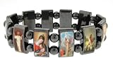 Magnetic Hematite Tanker Bracelet - Photos of Christian Icons.