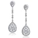Bling Jewelry Bridal Art Deco Pave CZ Teardrop Silver Plated Chandelier Earrings Large 2.5