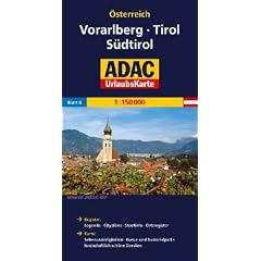ADAC Urlaubskarte Vorarlberg, Tirol, S�dtirol 1:150.000: Register: Legende - Citypl�ne - Stadtinfo - Ortsregister. Karte . Sehensw�rdigkeiten - Natur- und Nationalparks landschaftlich sch�ne Strecken