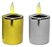 Mr. Light Set of 4 Flickering Amber LED Votive Candles, Metallic Silver (2) and Gold (2) Finish