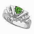 14K White Gold Tsavorite (Green Garnet) and Diamond Ring