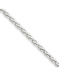 14k White Gold 3mm Round Wheat Chain