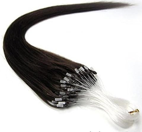 Beauty Wig World 18" 45cm 200s/100g Virgin 100% Brazilian Real Loop Micro Rings hair extensions #2-darkest brown