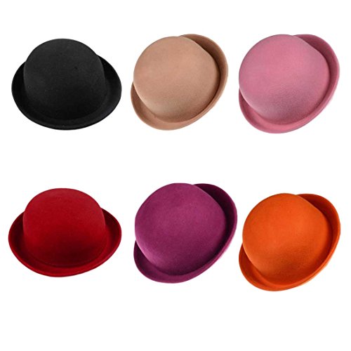 Voberry®Lady Solid Color British style Wool Bowler Fedora Hat Caps