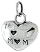 Sterling Silver 1/2 (13 mm) I LOVE MOM Heart Pendant