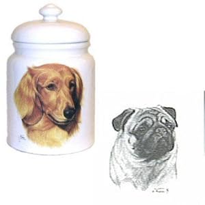 Pug Cookie Jar, Porcelain by Rosalinde by