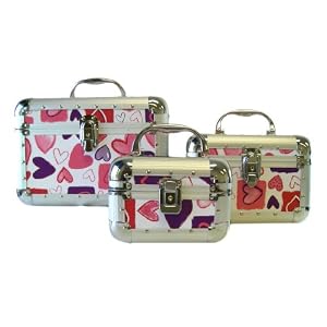 Three In One Hearts Jewelry Box - Three In One Keepsake Box With Mirrors And Key