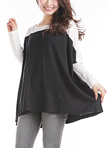 (ディーループ)D-LOOP カシミアタッチ バイカラー ニット チュニック Uネック ドルマン ワンピース レディース 長袖 ミニワンピ クルーネック 春 夏 108165