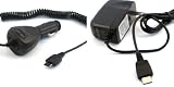 Samsung SGH-Z510 Accessory Bundle - Car Charger + Home Travel AC Charger + Free Stars Stripes Silicone Wristband