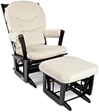 Dutailier Foam/Round Back Cushion Design Modern Glider Multiposition and Ottoman Combo, Beige