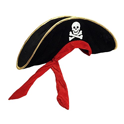 OliaDesign Kids Pirate Halloween Felt Hat with Skull & Crossbones Print Costume