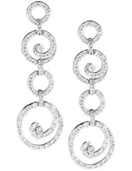 14K White Gold Diamond Swirl Drop Earrings (1 1/4Cttw, SI Clarity, F Color)