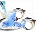 Elegant Handpainted Collectable Fine Arts China Porcelain Tea Cup and Saucer Coffee Cup Dolphins Theme Romantic Creative Present for Wedding/christmas Three Sets (Bule)