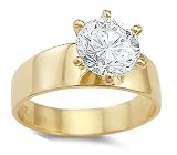 CZ Solitaire Engagement Ring 14k Yellow Gold Cubic Zirconia 2.00 Carat