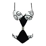Monokini Push-Up Rhinestone Swimsuit Black & White