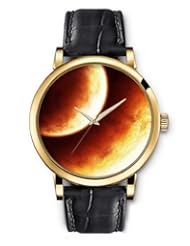 SPRAWL Aanalog Fashion Series Gold Ladies Watches of Genuine Black Leather Strap,Unique Wrist Watch for Women Girls Designed with planets