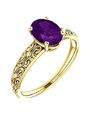 18K Yellow Gold 8.00x6.00mm Oval Cut Chatham Created Alexandrite Ring -- LIFETIME WARRANTY