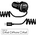 Saxhorn 4.8A Lightning iPhone Car Charger for Apple iPhone 6S, 6S Plus, SE, 6, 5, 5S, 5, iPad - Black