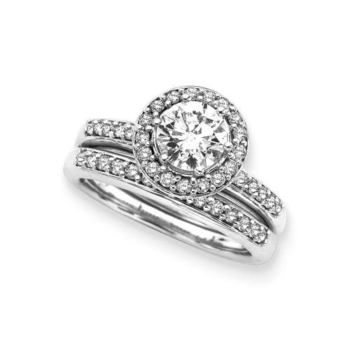 14K White Gold 1.5 ct GH Diamond Bridal Wedding Ring Set Sz 6.75