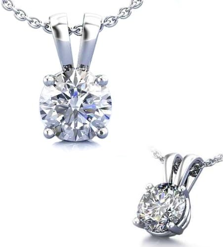 925 Sterling Silver Solitaire 1.50 Carat Round Cubic Zirconia Diamond Pendant. Set On Heavy Quality Casting Setting. Nickel Free