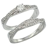 14k White Gold 2-Pc Diamond Engagment Ring Set w 0.36 Carat Brilliant Cut ( H-I Color; VS2-SI1 Clarity ) Diamonds - 1 4 in. (7mm) wide - size 8.5