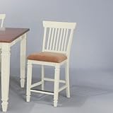 IMAGE OF Cafe Xpress Farmhouse Counter Stool in Distressed Vanilla Bean with Desandro Java Fabric [Set of 2]