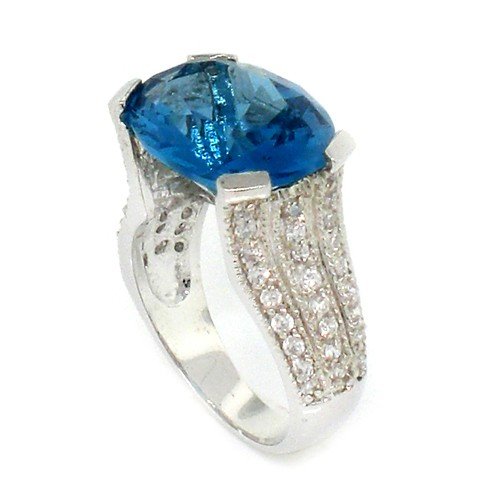Vintage/Modern Engagement Ring w/Blue & White CZs Size 5