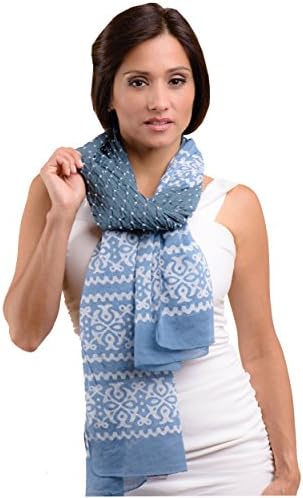 Vasanti Batik Cotton Scarf 22 By 78 Inches Certified Fair Trade (Denim Blue)