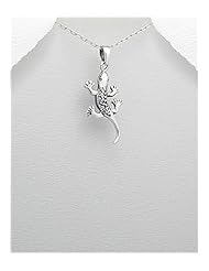 Lizard Pendant Necklace In 92.5 Sterling Silver