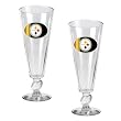 Pittsburgh Steelers 2pc 16oz Pilsner Glass Set with Football on stem - Oval Logo NFL Football
