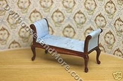 Handcarved Cherry Setee Pale Blue Satin Dollhouse Miniature