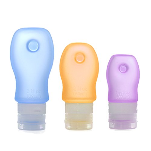 iNeibo Silicone Travel Bottles 3 Pack - 【TSA Airline Carry-On Approved】 - Squeezable & Refillable Travel Containers For Shampoo, Conditioner, Lotion, Toiletries (SML(1.25oz 2oz 3oz))