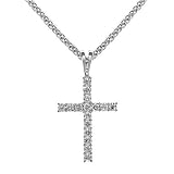 14k White Gold Diamond Cross Pendant with Chain (1.00 cttw, H-I, SI)