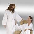 White Waffle Weave Spa Bathrobe W/shawl Collar, 50 Inch Length
