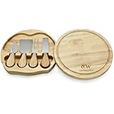 Gourmet 5 Pcs Travel Cheese Set with Cutting Board - Hard Cheese Knife, Shaver, Fork and Spreader