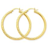 10k Diamond-Cut 3mm Round Hoop Earrings