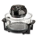 Designer Habitat 12 Litre Premium 1400w Halogen Oven Cooker in Black complete with Extender Ring (to 17 Litre), Lid Holder, Steamer, Frying Pan, Skewers, Low Rack, High Rack, Glove plus FREE starter guide with Recipes