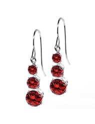 1.88 Ct Round Cognac Red Diamond 925 Sterling Silver Earrings