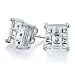 Bling Jewelry Sterling Silver Basket Set Square Invisible Cut CZ Men Unisex Stud Earrings (3ct 8mm)