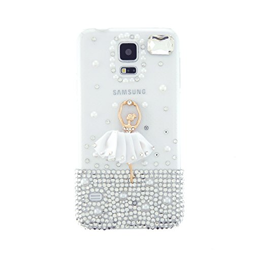 CaseBeeĀ® Fantasy Series - Cute 3D Ballet Dancer on Crystals Samsung Galaxy S5 i9600 Case - Handmade Bling Bling Rhinestones - Perfect Gift (Package includes Extra Crystals & Screen Protector)