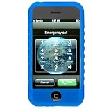 SILICONE SKIN CASE WITH ARMBAND HOLE FOR APPLE IPHONE / BLUE