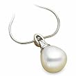 18K Palladium White Gold Paspaley South Sea Cultured Fine Oval Pearl Pendant - 12.00mm