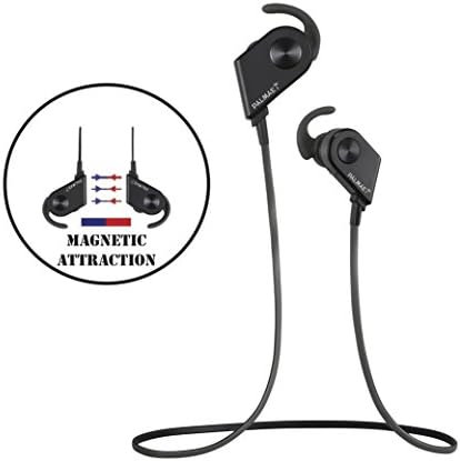 Palmae V8 Wireless Bluetooth Headphones - Noise Canceling, Sweat Proof, Multiple Sizes, Microphone, Black, and 8 Hours of Play Time