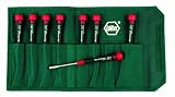 Wiha 26596 Nut Driver Set, Metric with Precision Soft PicoFinish Handle in Pouch, 8 Piece